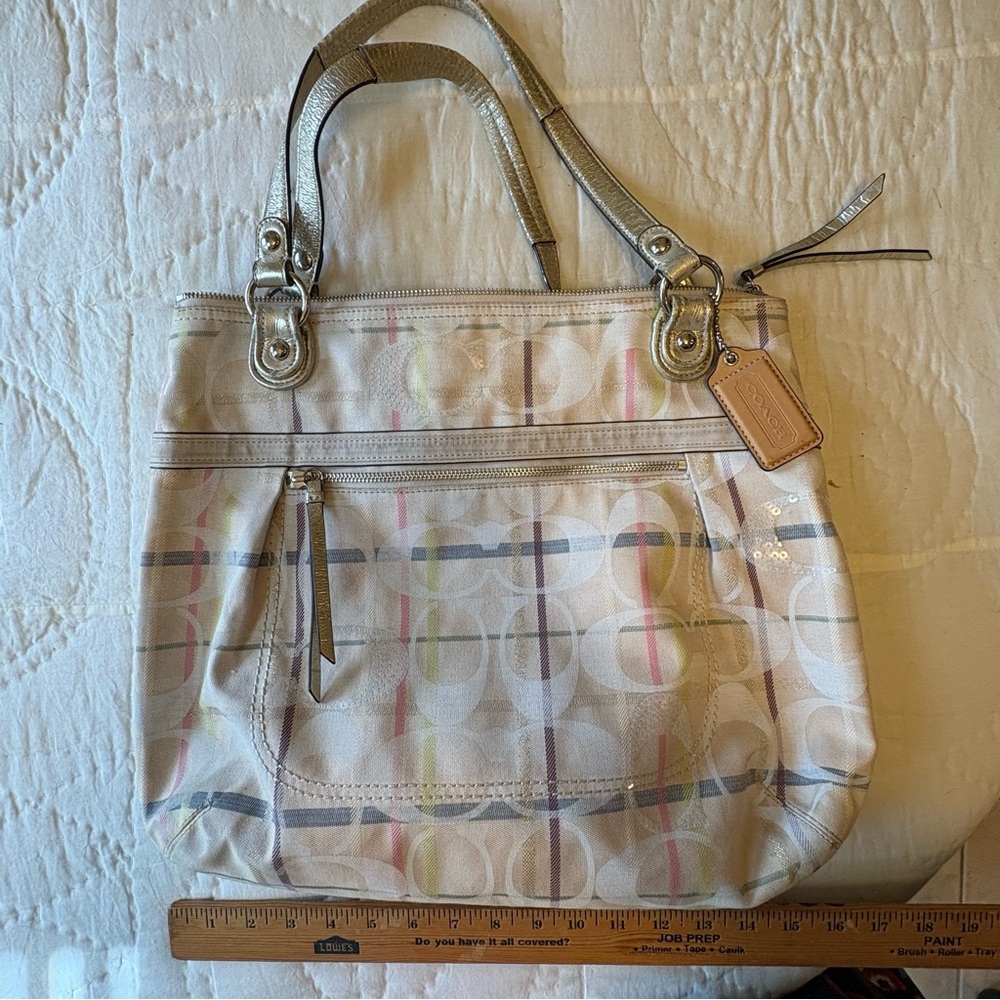 Coach vintage poppy cream Multicolor and Silver Women's Tote Bag